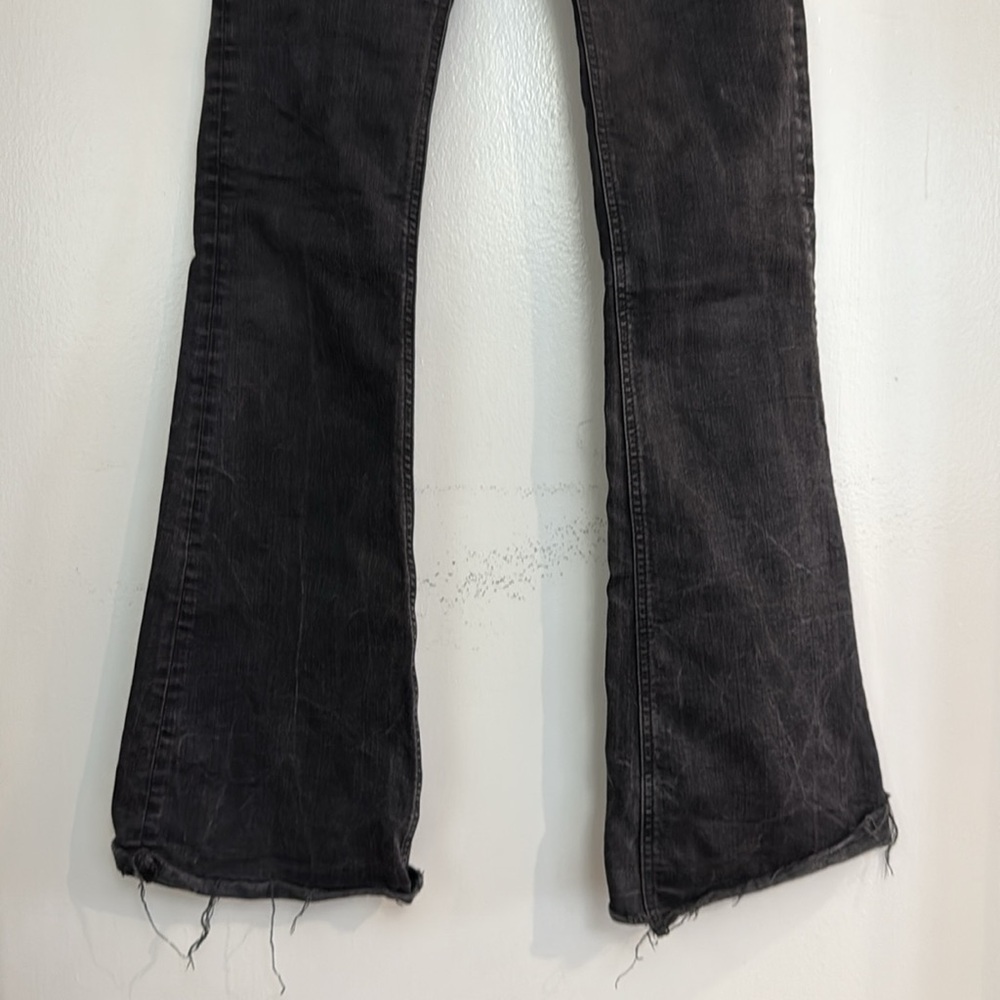 Zara Full Length Mid-Rise Black Flare Jeans - Picture 4 of 8